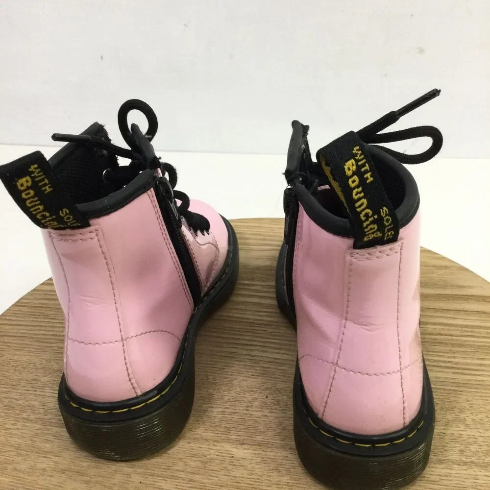 Dr Martens AirWair Girls 1460 Patent Leather Lace Up Boots Light Pink Size 12